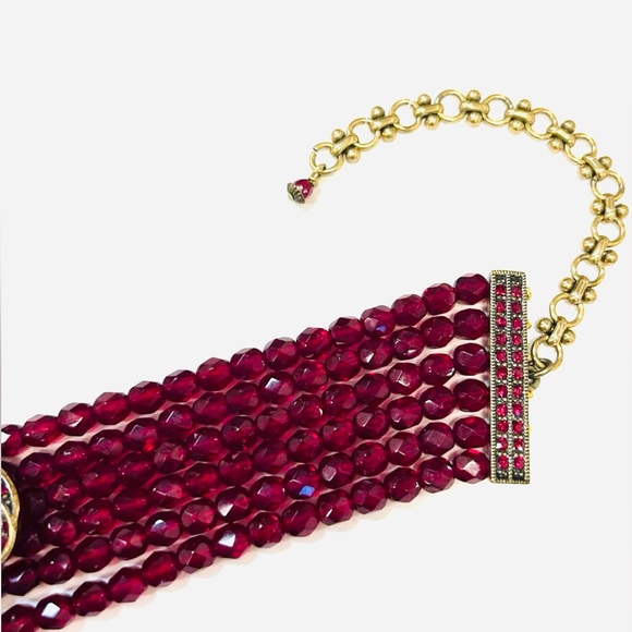 Heidi Daus VERY Vintage RARE Choker Necklace with red Swarovski Crystals - Picture 14 of 16
